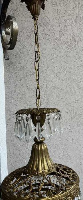 Superb candelabru Art Nouveau-bronz-alamă-cristale-Franta