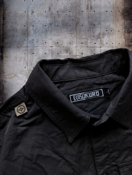 Evisu Kuro Logo Print Multi Pocket Mock 2 in 1 Tech Shirt