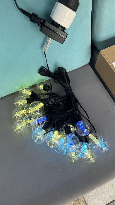 Ghirlandă luminoasă LED Smart 15m / 25 becuri G45 RGB – Bluetooth + App + Telecomandă