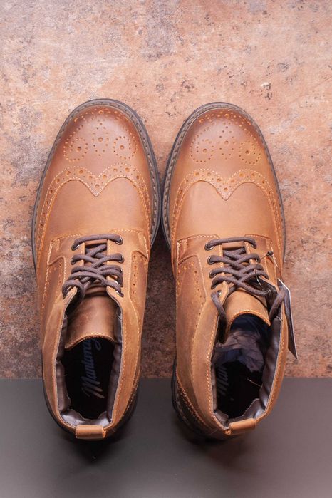 Мркови мъжки боти от естествена кожа номер 41