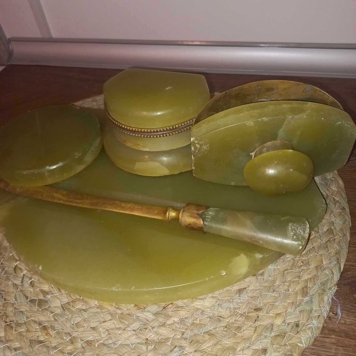 Мастилница от Зелен Оникс и Бронз