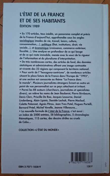 L'état de la France et Ses Habitants - Édition 1989 - Verdie Minelle