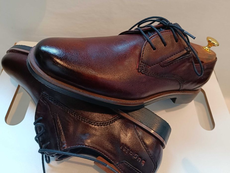 Pantofi derby 41 plain toe premium Bugatti NOI piele naturala moale