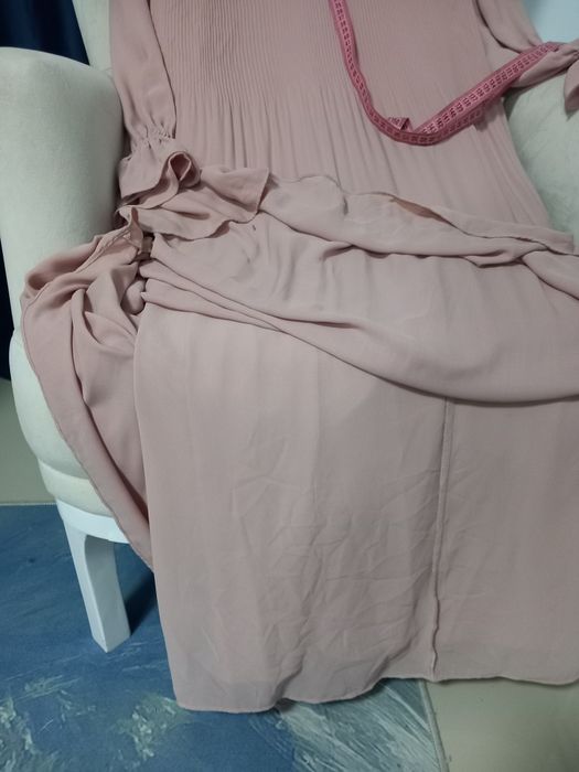 Rochie lunga plisata powder Pink mărimea S Zara