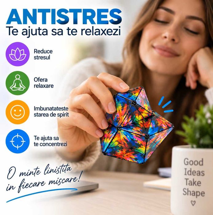 Cub magnetic antistres 3D multidimensional 72 forme geometrice 6x6cm