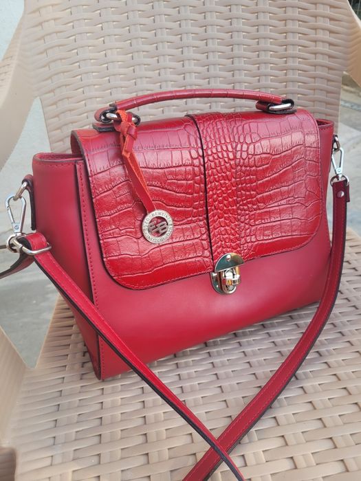 Geantă Enzo Bertini ,piele naturala, roșie