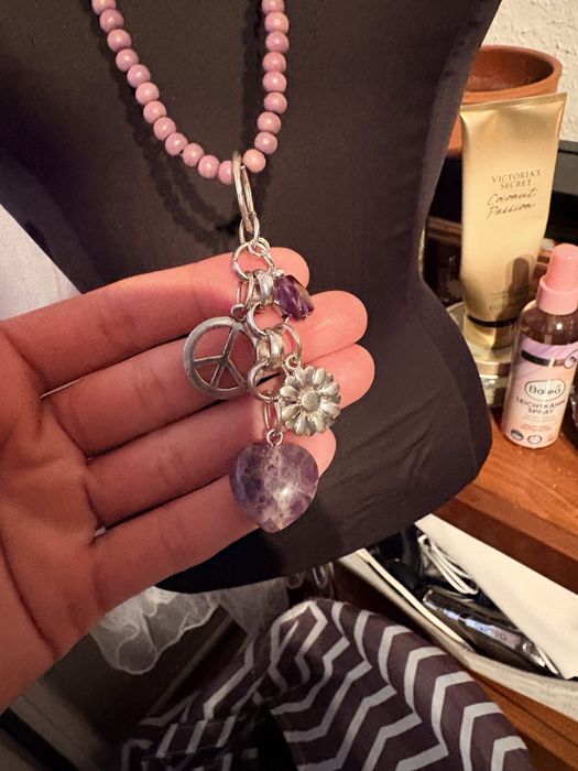 Colier lila cu ametist și argint