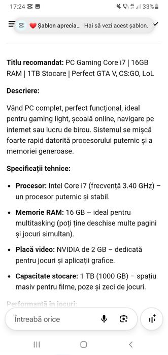 Pc gaming stare foarte bună