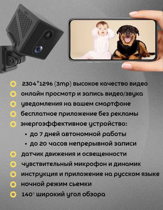 Маленькая камера 4G Сим-карта 3000 mAh мини