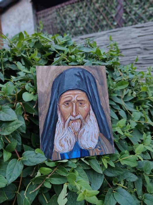 Tablou pictat manual Sfântul Iosif Isihastrul