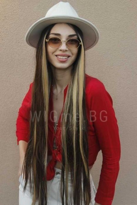 Дълга тъмнокафява лейс фронт перука Мелита