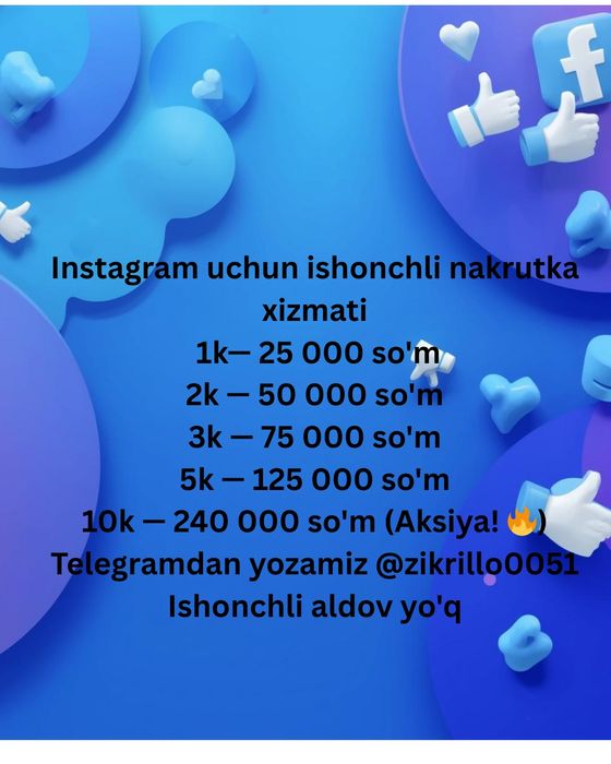 Instagram uchun nakrutka xizmati