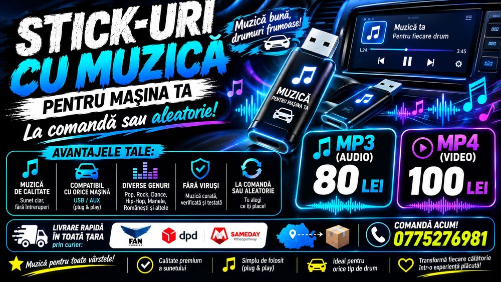 Stick USB cu Muzică la Comandă sau Aleatorie