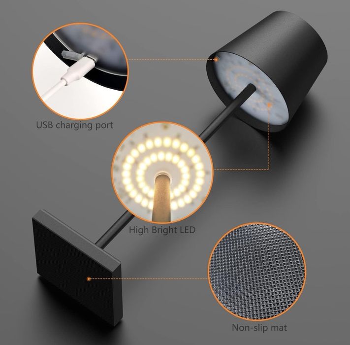 Комплект две LED безжични настолни лампи, преносими USB C акумулаторни