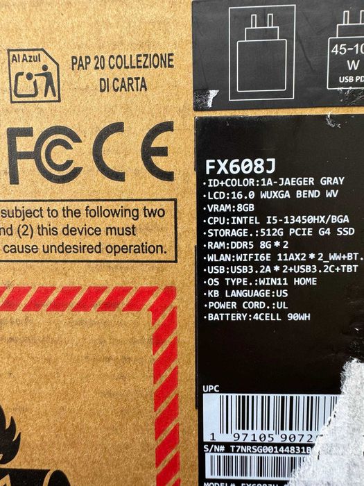 Noutbuk ASUS TUF Gaming F16 Core i5-13450HX RTX 5050 16/512gb 16.0 ips