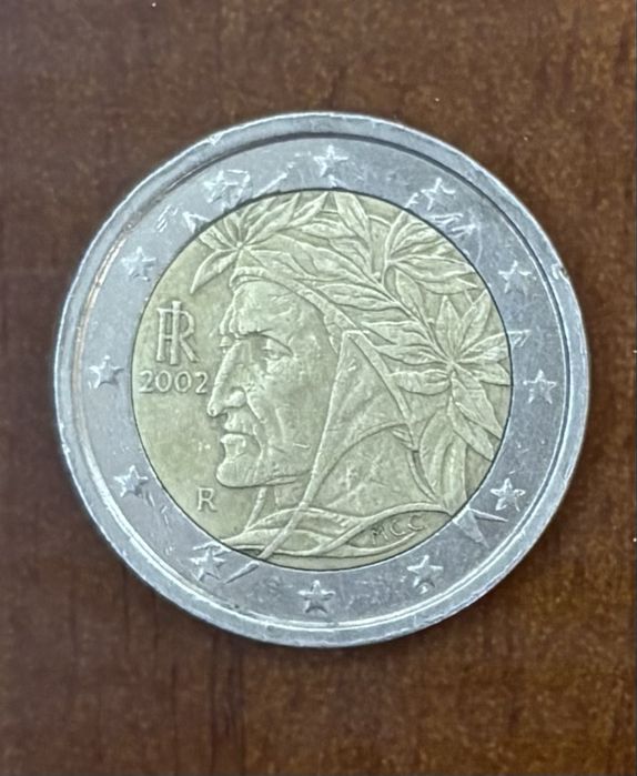 Монета от 2 евро Данте Алигиери