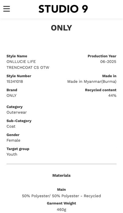 Черно Палто на марката Only размер S