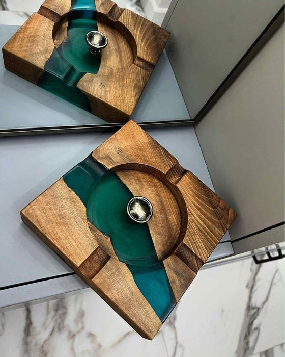 Луксозни пепелници за пури от дърво и епоксидна смола