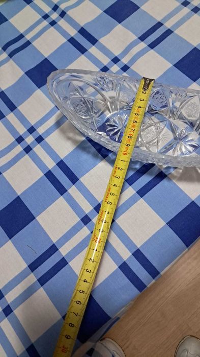 Bol oval vintage din cristal masiv – Model geometric cu stele