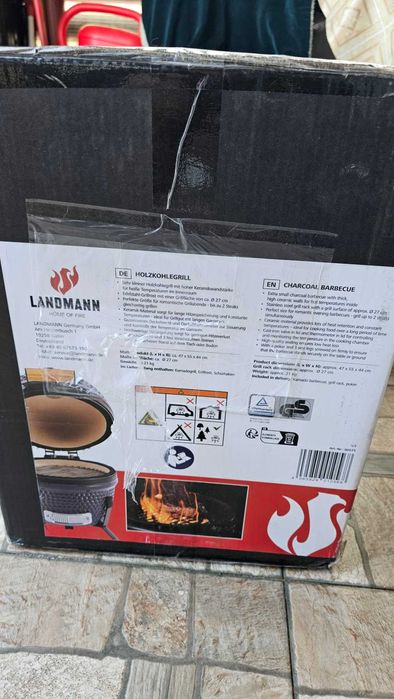 Gratar ceramic Landmann Kamado, 55x47x44 cm, Gri - nou sigilat