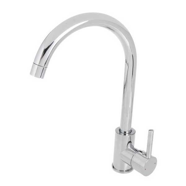 Кухненски смесител за мивка, Неръждаема стомана, Сребрист, Черен