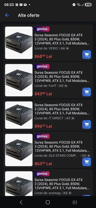 Sursa Seasonic Focus GX-850 2024 80+ Gold, ATX. 3.1 NOUA.sigilata