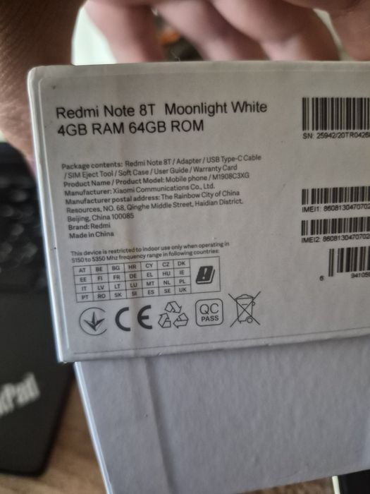 Redmi Note8T 4gb moonlight white