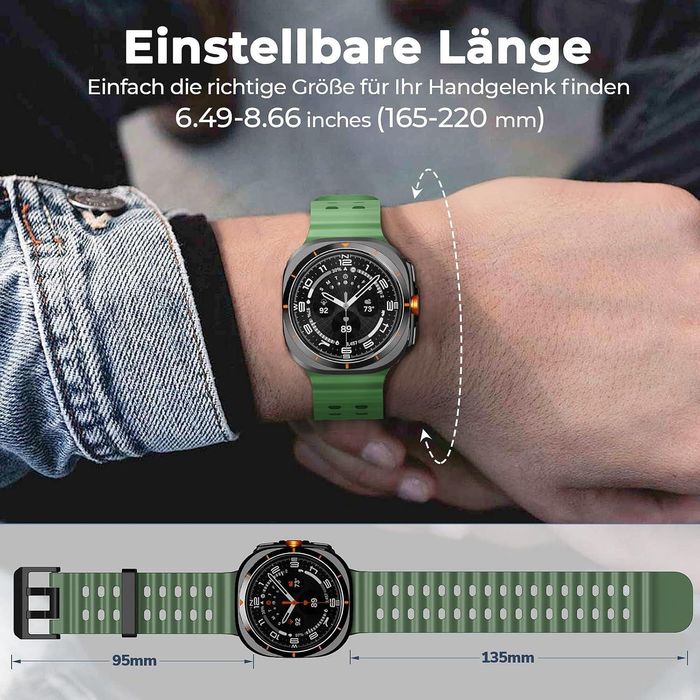 Силиконова Каишка за Samsung Galaxy Watch Ultra - Тъмно зелен цвят