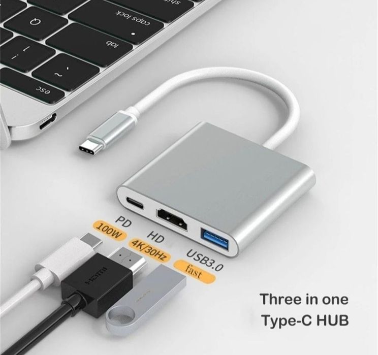 3in1 tip C Hdmi USB Macbook Laptop PC etc
