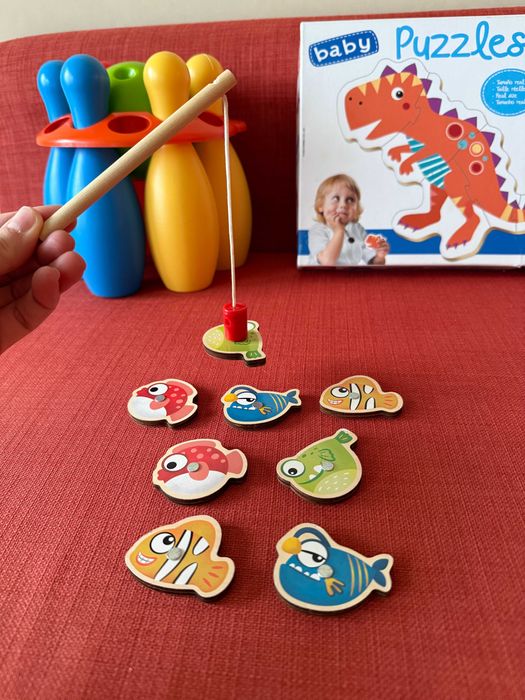 Мини детски боулинг, магнитна игра HaPe Риболов, бебешки пъзел Educa