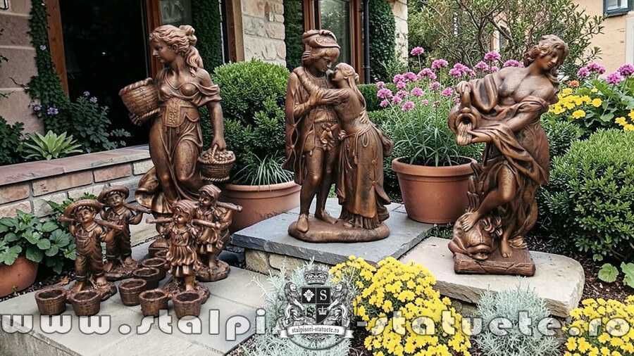 Statuete mari, din beton, pentru curte și grădină.