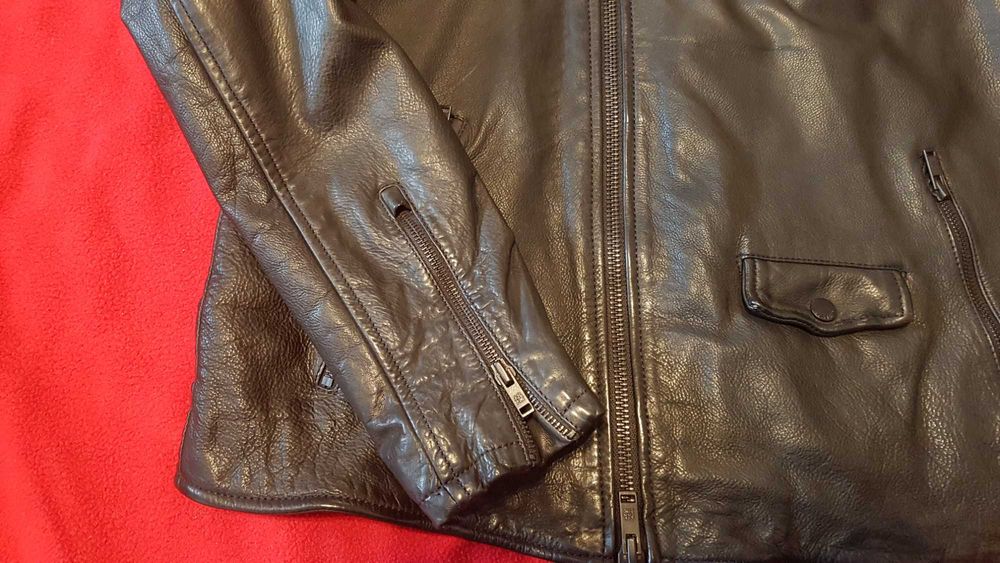 SUPERDRY мото яке от естествена кожа