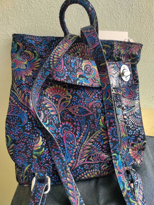 Rucsac dama, piele italiana imprimeu multicolor