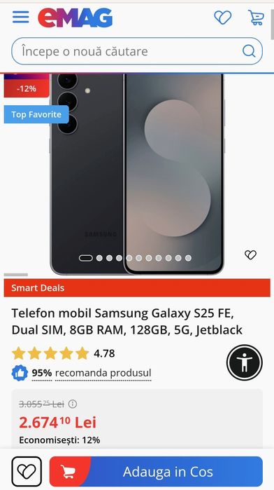 SAMSUNG S25 FE 5G  Jetblack Duos 8/128 GB  sigilat !