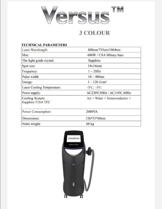 Vind laser epilare defenitiva dioda Versus 3 Colour