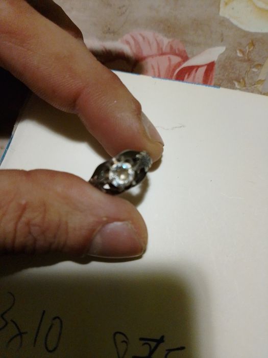 Сребърен пръстен 3х10-камък 875 проба, медальон сърце