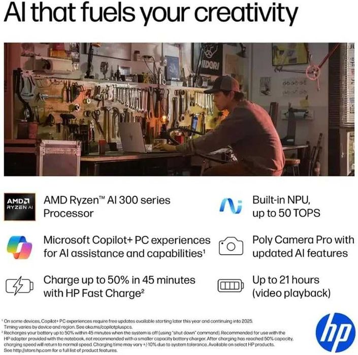 HP OmniBook X Flip 2-в-1 R5 220 APU 16.0" 2K IPS TS DDR5 16GB SSD 512G