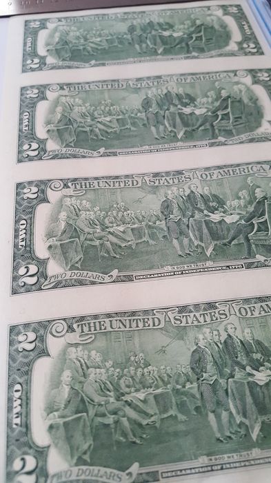 Banknote 2 dolari uncut