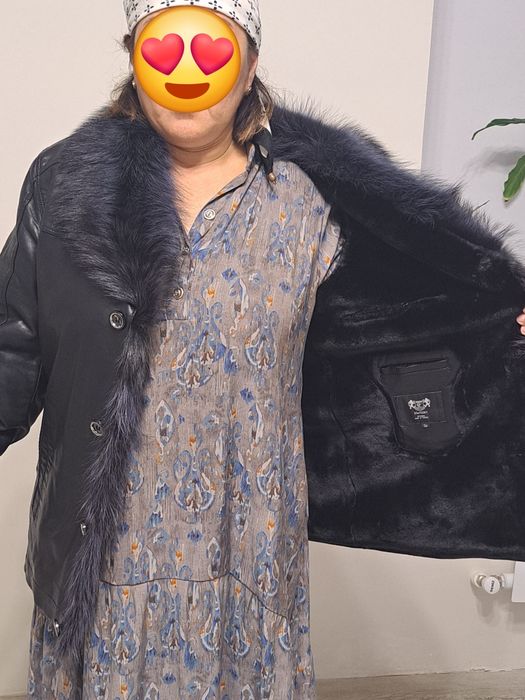 Кожанная мужская дубленка