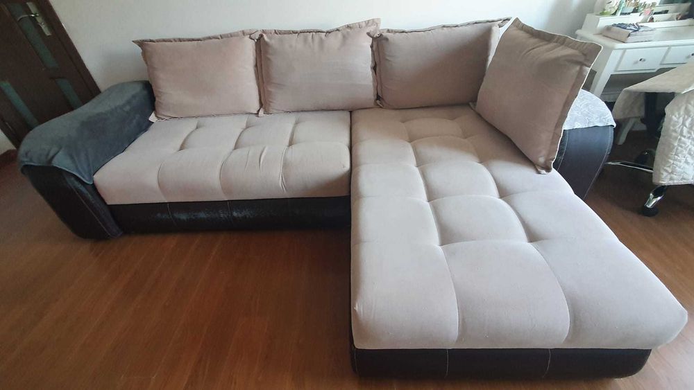 Coltar Monza stanga, maro/wenge, stofa/piele ecologica