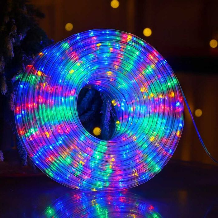 20м LED светещ маркуч + захранване с 8 режима в топла светлина