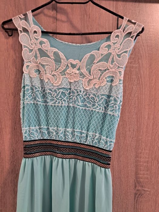 Рокля тюркоаз дълга