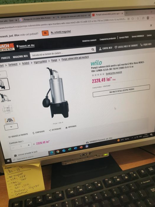 Vând pompa submersibila pt apa murdara