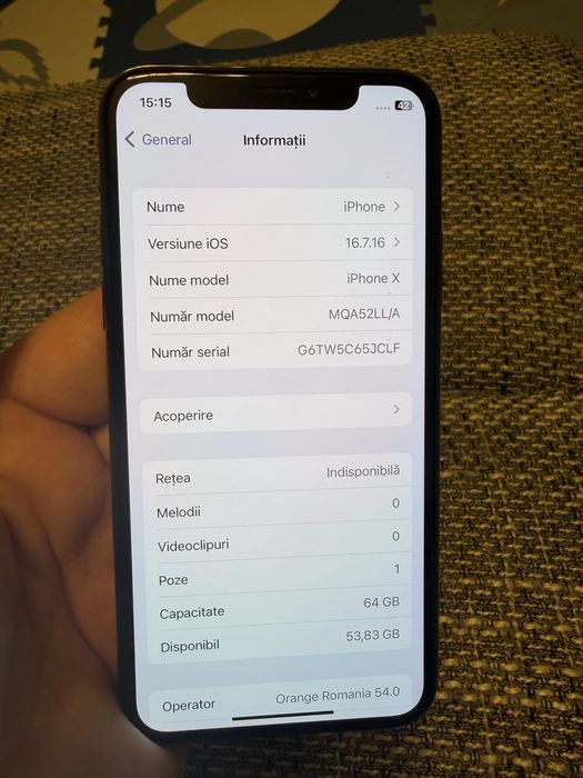 iPhone X 64GB Space Gray 97% baterie impecabil