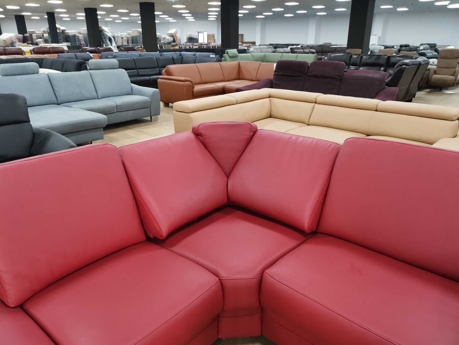ПРОМОЦИЯ!!! Червен кожен ъглов диван "KS6072" - естествена кожа