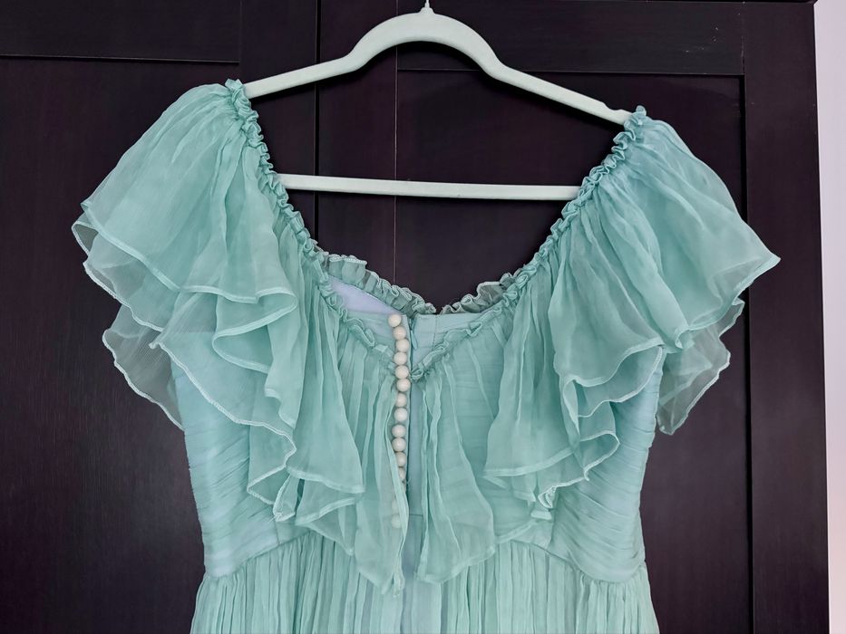 Rochie matase facuta pe comanda verde menta