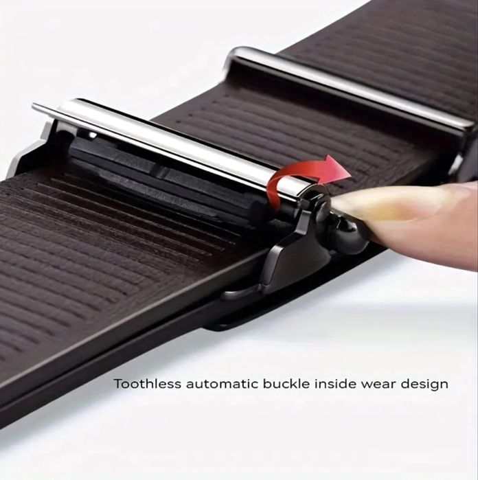 Мъжки официален кожен колан/Автоматичен с тъмна катарама -15% Промоция