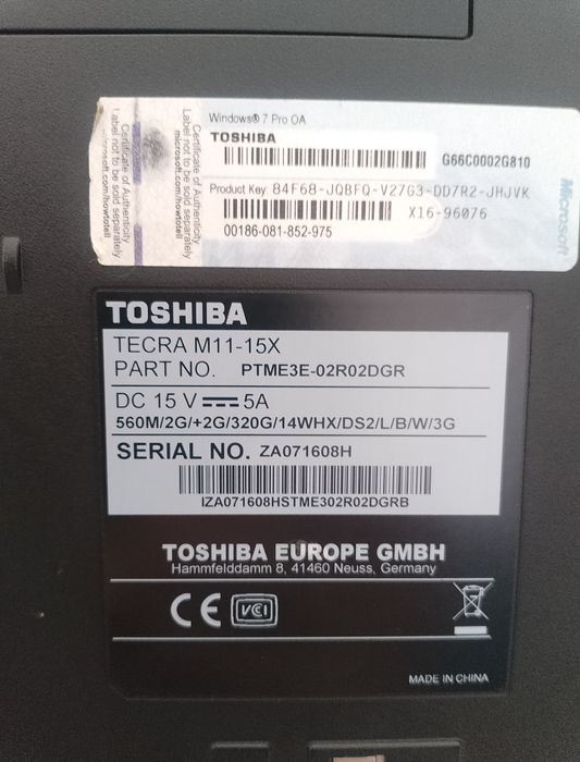Laptop Toshiba Tecra M11-15X,  i7-M620, 8gb ddr3, Nvidia  Nvs2100M, HDD  500gb