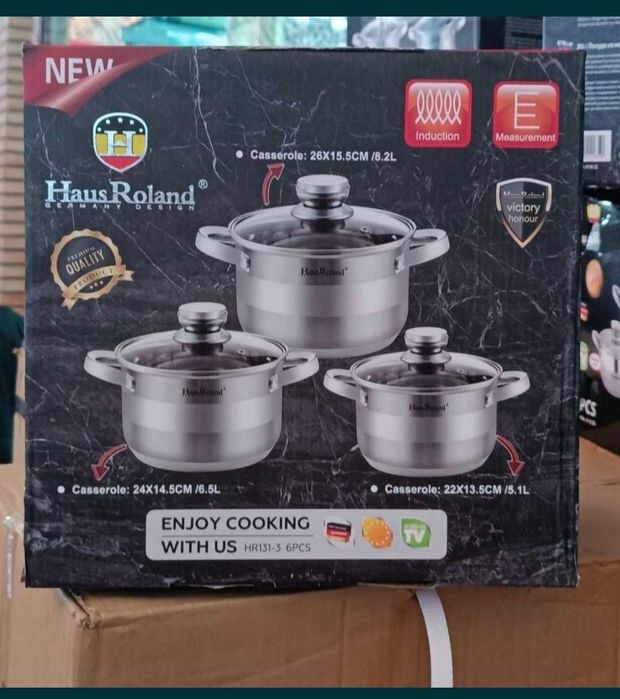 Даставка бесплатная. Набор кастрюлю 3 комплект Хоус Роланд Германский