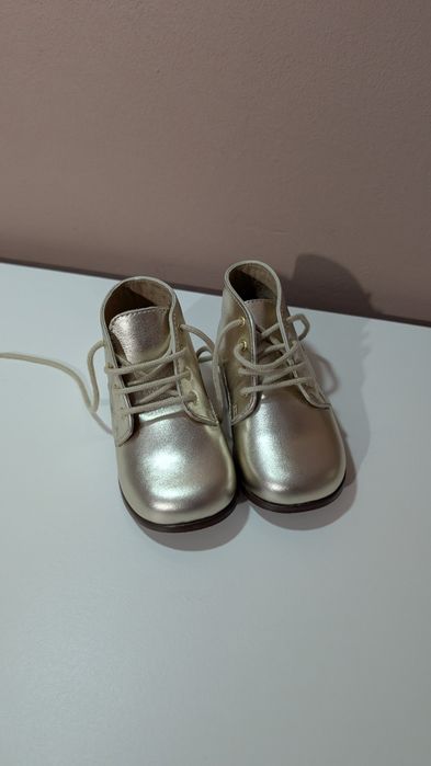 Papuci piele naturala bebe Clotaire Zeus Metallic mărime 21